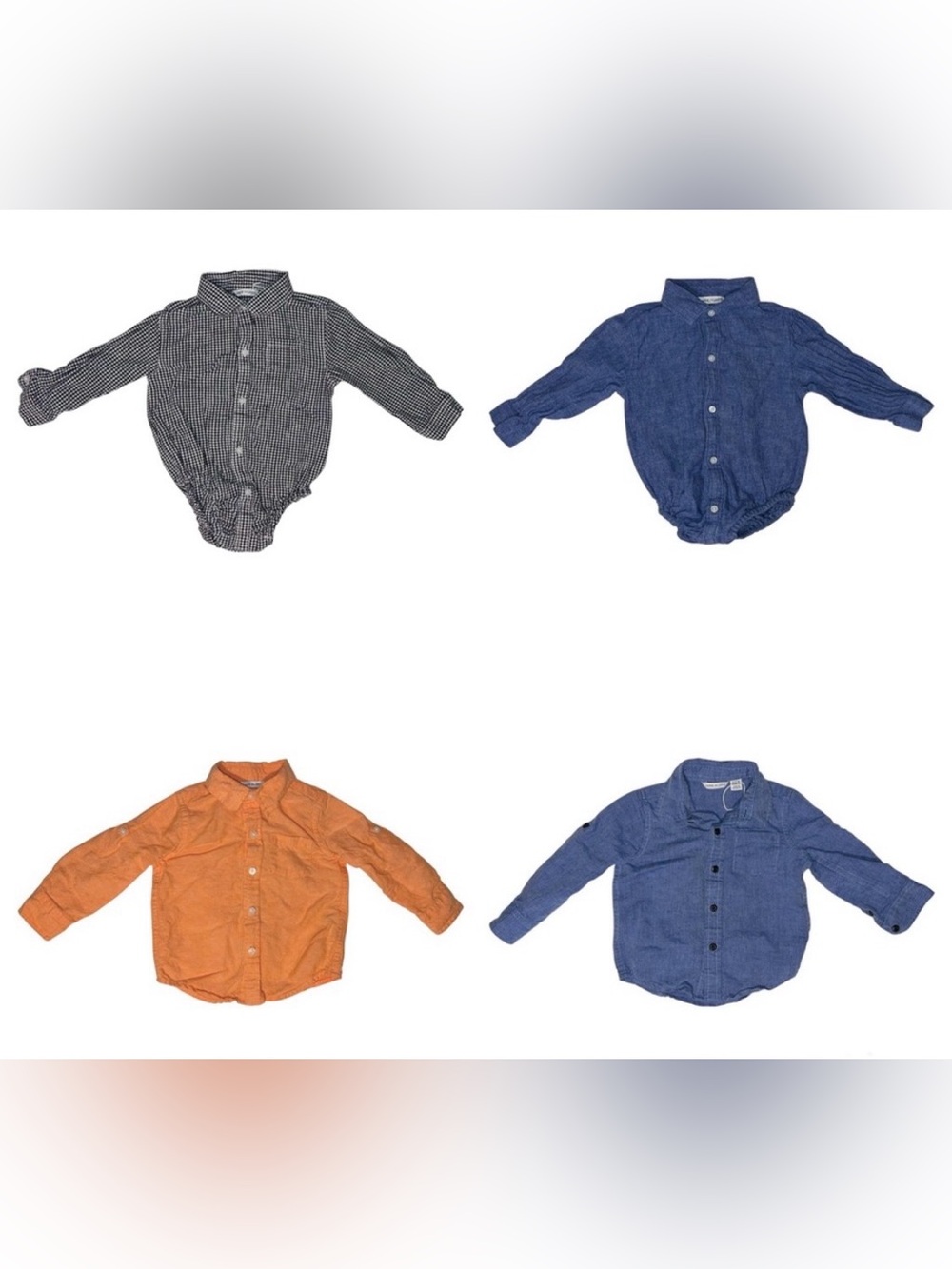 Janie And Jack Collared Shirt Bodysuit Infant Boys Size 12-18M Button Lot Of 4